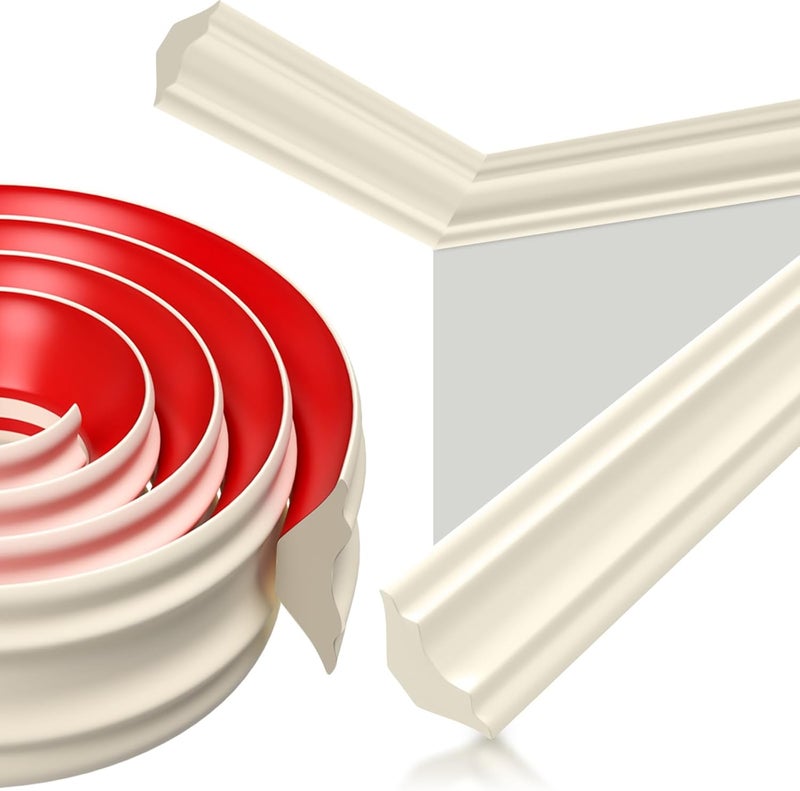 Pushglossy Ceiling Crown Molding Trim 79 Length 2 Wide Self Adhesive Crown Molding Peel and Stick Ceiling Trim White Wall Decorative Ceiling Moulding for DIY Home Indoor Craft - Image 1